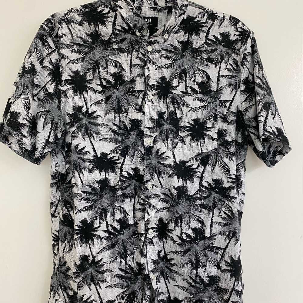 H&M Black and White Palm Print Men's Shirt